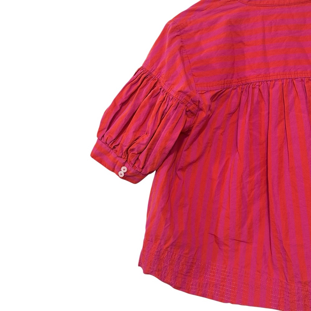 Anthropologie The Darcey Popover Swing Top Striped Blouse Puff Sleeve Women’s MP - Picture 10 of 10